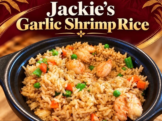 Jackie's Garlic Rice Shrimp Bowl.